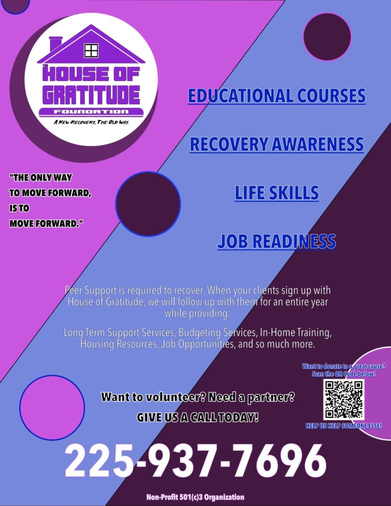 The House of Gratitude Educational Courses Flyer